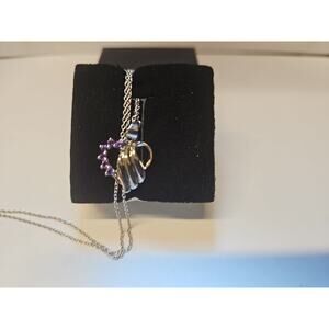 Amethyst Heart Necklace With 18in Sterling Silver Chain